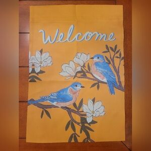 Sonoma Outdoor Welcome Flag with Blue Birds 12.75 x 18 inches BRAND NEW